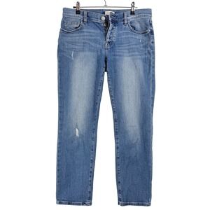 LOFT Outlet Women's Boyfriend Jeans Medium‎ Wash Distressed Size 4